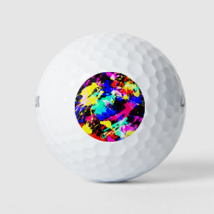 Cute colourful splatter paint car flag golf balls