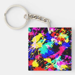 Cute colourful splatter paint car flag key ring