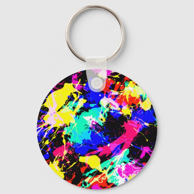 Cute colourful splatter paint car flag key ring (Front)