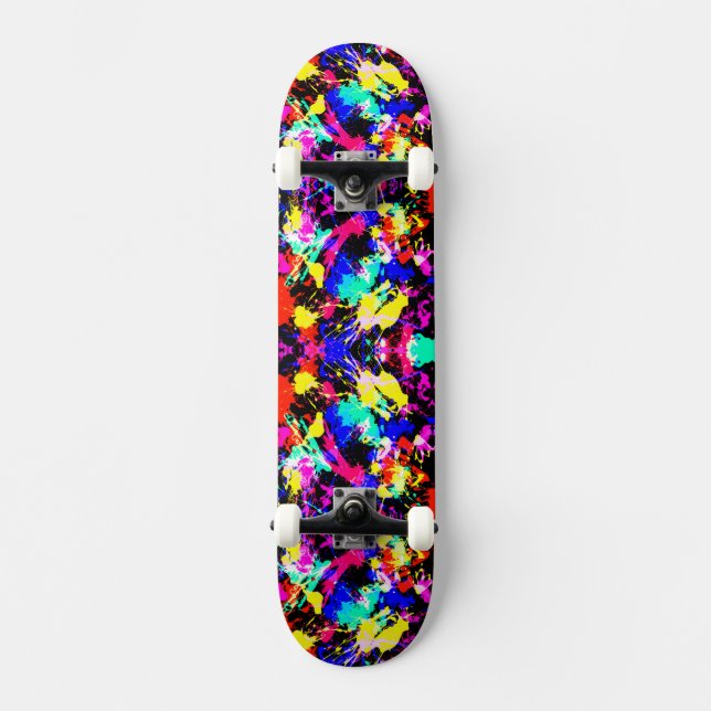 Cute colourful splatter paint car flag skateboard (Front)