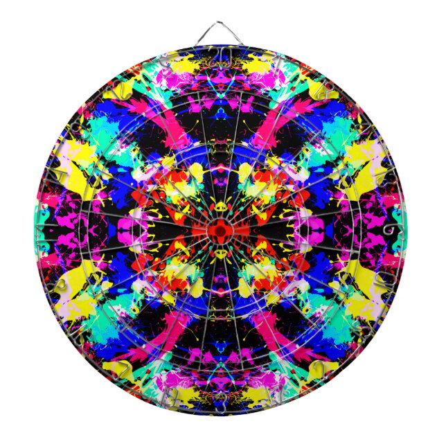 Cute colourful splatter paint dartboard (Front)