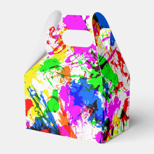 Cute colourful splatter paint design favour box (Back Side)