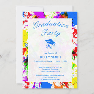 Cute colourful splatter paint design invitation