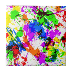 Cute colourful splatter paint design tile
