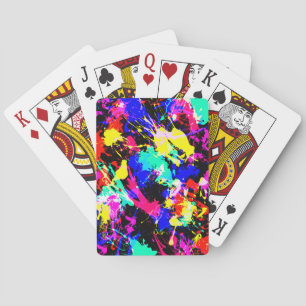Cute colourful splatter paint playing cards