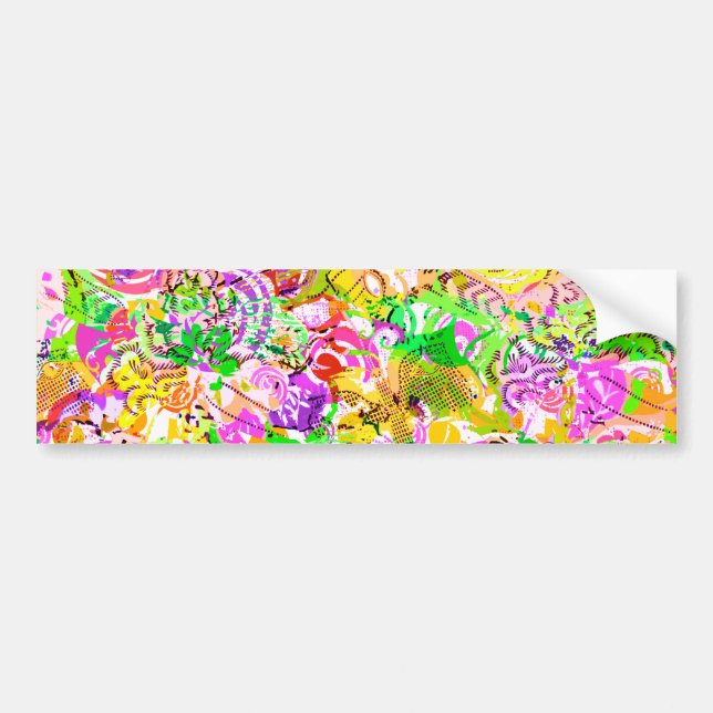 Cute colourful spring abstract floral bumper sticker (Front)