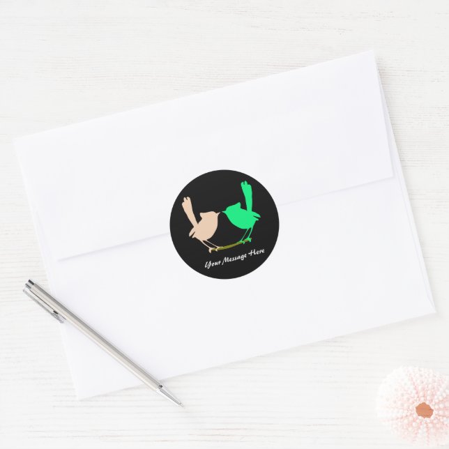 Cute Colourful Spring birds party  Classic Round Sticker (Envelope)