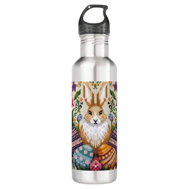 Cute/Colourful Spring/Easter fair isle  710 Ml Water Bottle (Front)