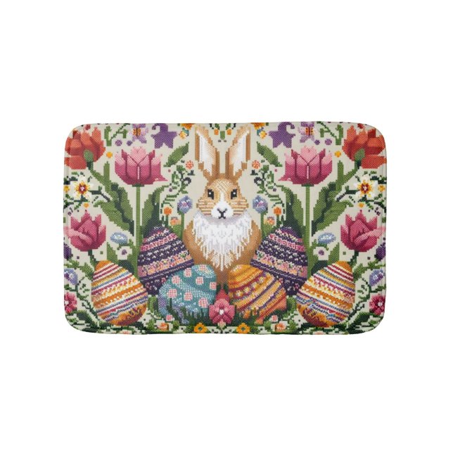 Cute/Colourful Spring/Easter fair isle  Bath Mat (Front)