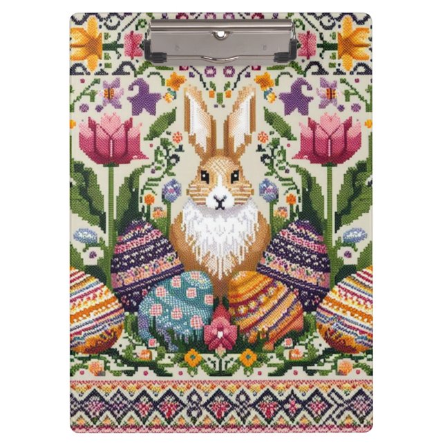 Cute/Colourful Spring/Easter fair isle  Clipboard (Front)