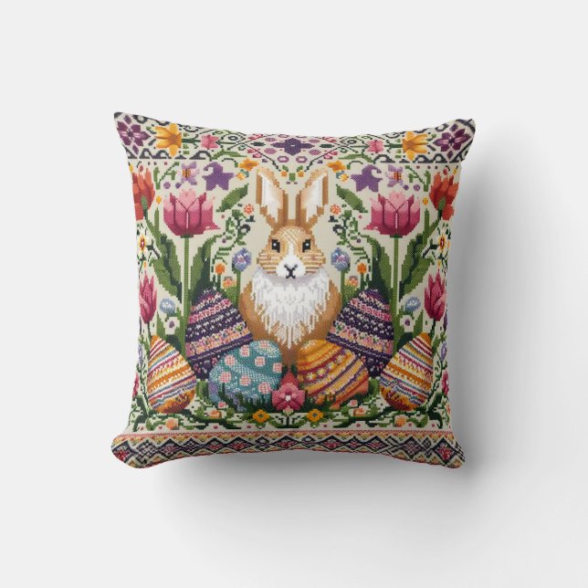 Cute/Colourful Spring/Easter fair isle  Cushion (Front)