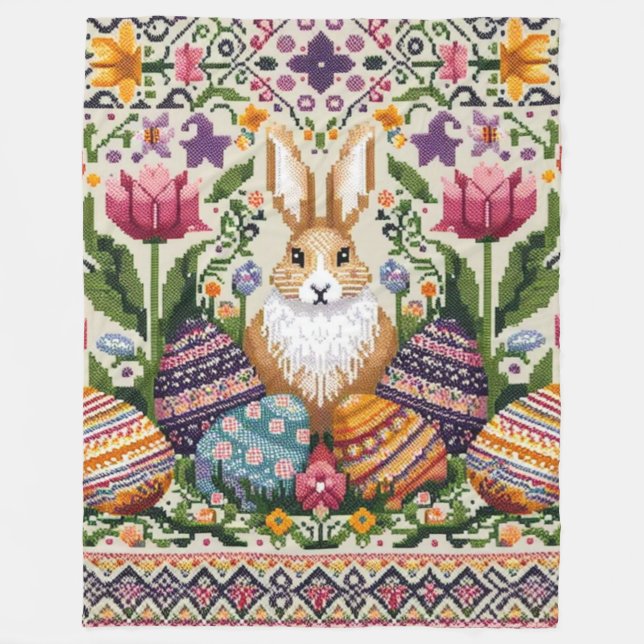 Cute/Colourful Spring/Easter fair isle  Fleece Blanket (Front)