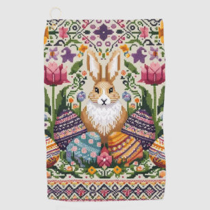 Cute/Colourful Spring/Easter fair isle  Golf Towel