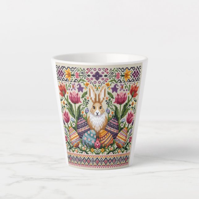 Cute/Colourful Spring/Easter fair isle  Latte Mug (Front)