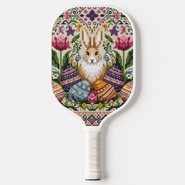 Cute/Colourful Spring/Easter fair isle  Pickleball Paddle (Front)
