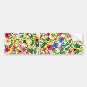 Cute colourful spring floral flowers bumper sticker