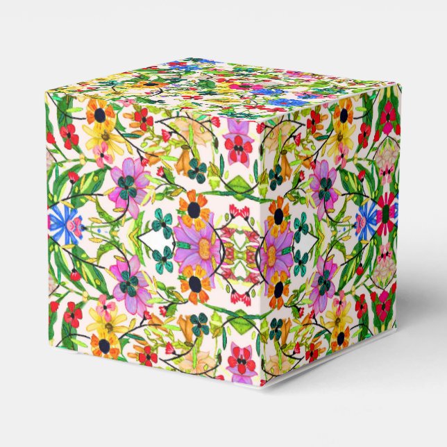 Cute colourful spring floral flowers favour box (Back Side)