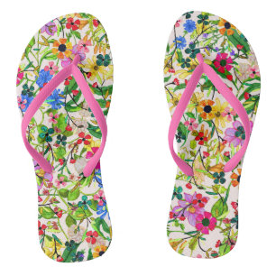 Cute colourful spring floral flowers jandals