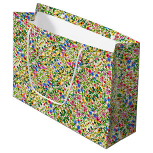 Cute colourful spring floral flowers large gift bag