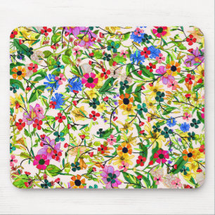 Cute colourful spring floral flowers mouse pad