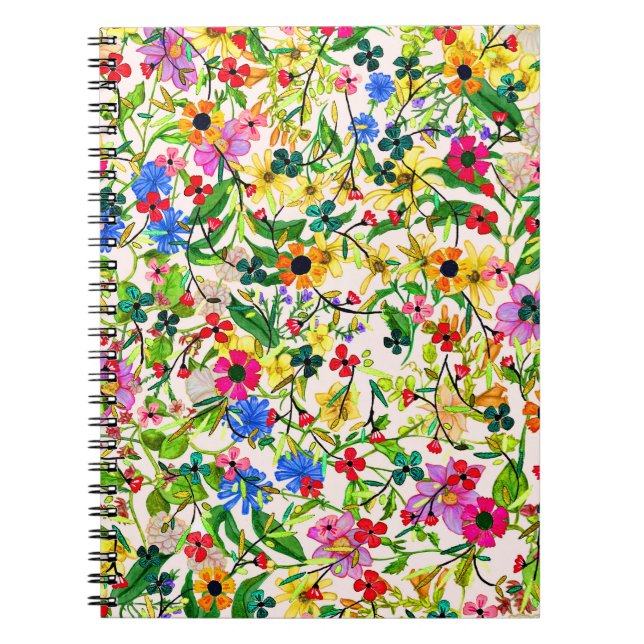 Cute colourful spring floral flowers notebook (Front)