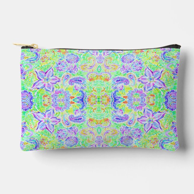 Cute colourful spring flowers accessory pouch (Front)