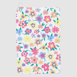 Cute colourful spring flowers pattern golf towel
