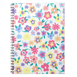 Cute colourful spring flowers pattern notebook