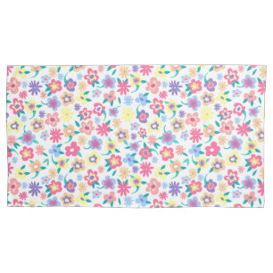 Cute colourful spring flowers pattern pillowcase