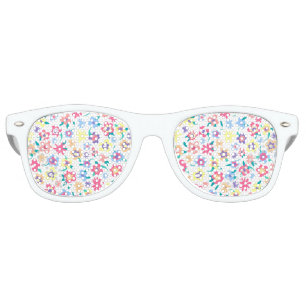 Cute colourful spring flowers pattern retro sunglasses