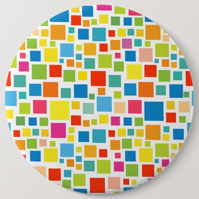 Cute colourful squares patterns 6 cm round badge (Front)