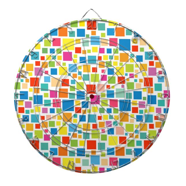 Cute colourful squares patterns dartboard (Front)