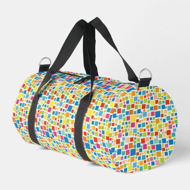 Cute colourful squares patterns duffle bag (Left Corner)