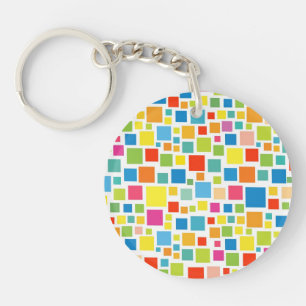 Cute colourful squares patterns key ring