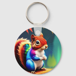  Cute Colourful Squirrel Digital Artwork  Key Ring
