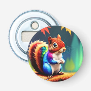 Cute Colourful Squirrel Digital Painting Bottle Opener