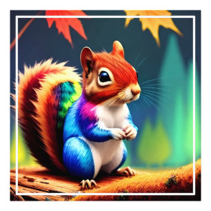 Cute Colourful Squirrel Digital Painting Photo Print