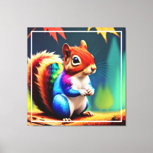 Cute Colourful Squirrel with Glasses Canvas Print
