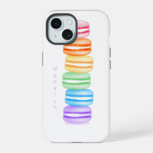 cute colourful stack of macarons personalised iPhone 15 case
