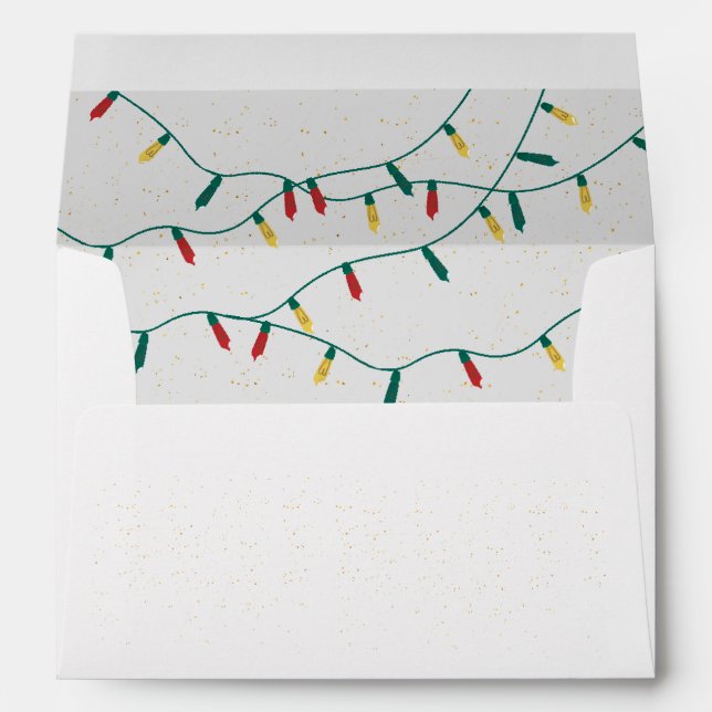 Cute Colourful String Lights Simple Christmas Envelope (Back (Bottom))