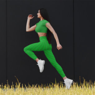 Cute Colourful Stripe Chevron Workout Green Leggings