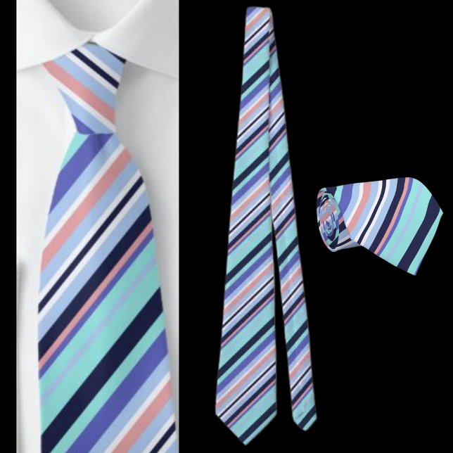Cute Colourful Striped Abstract Pattern Tie (Creator Uploaded)