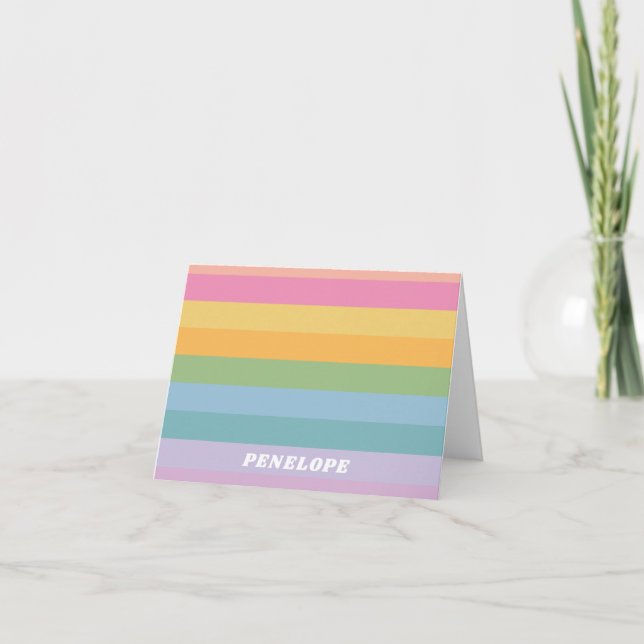 Cute Colourful Striped Pastel Pattern Personalised Card (Front)