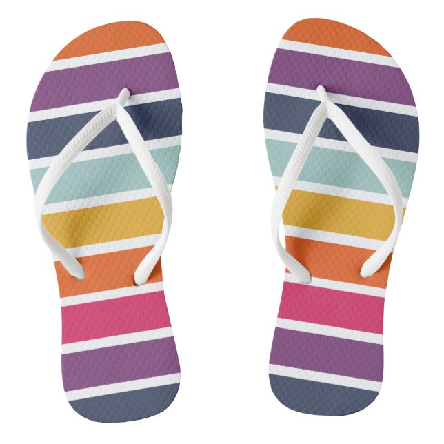 Cute Colourful Striped Pattern  Jandals (Footbed)