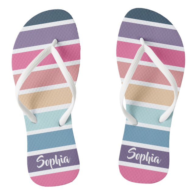 Cute Colourful Striped Pattern Jandals (Footbed)