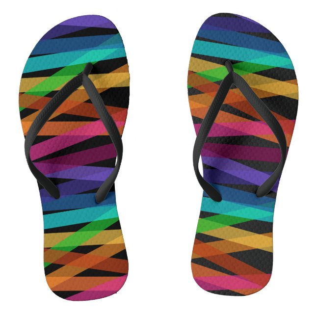Cute Colourful Striped Pattern  Jandals (Footbed)