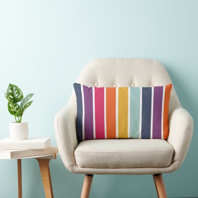 Cute Colourful Striped Pattern Lumbar Cushion (Chair)