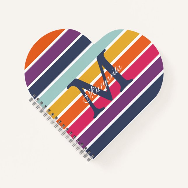 Cute Colourful Striped Pattern Notebook (Front)
