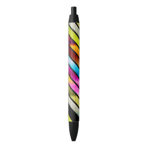 Cute colourful stripes black ink pen