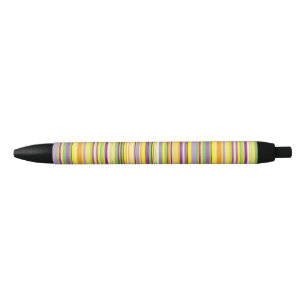 Cute colourful stripes design black ink pen